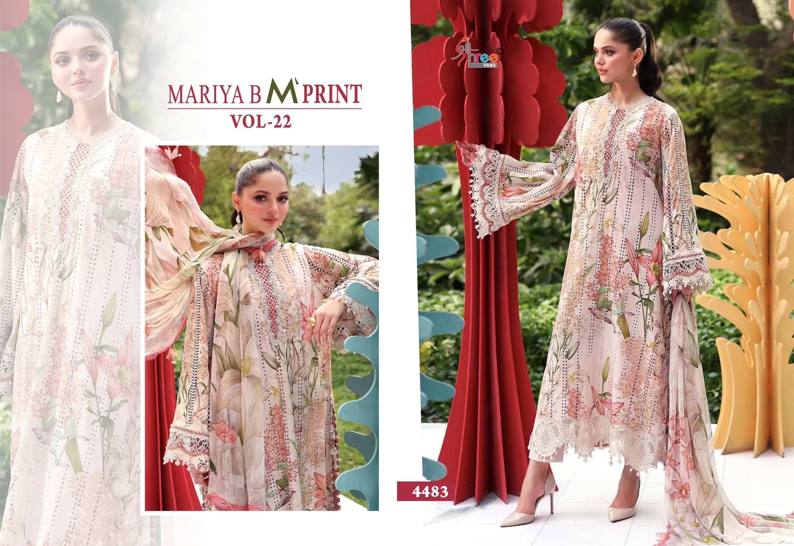 Mariya b Mprint vol - 22 By Shree Fab 4483 to 4486 Series Pakistani Stylish Beautiful Colourful Printed PURE COTTON Stitched Dresses At Wholesale Price